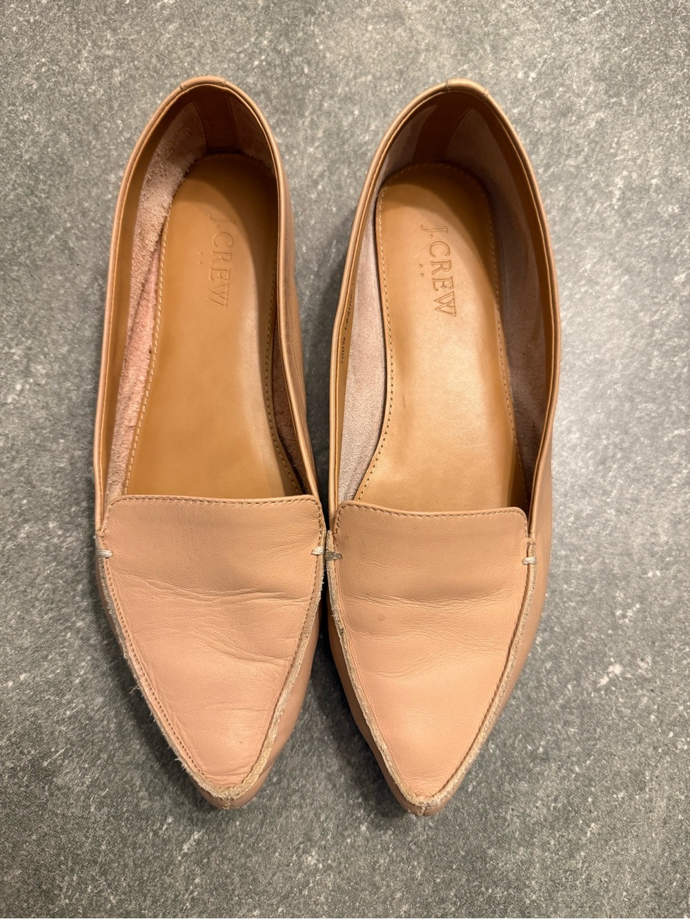 EUC Women’s J.Crew 100% Leather Edie Pointed Toe Loafers - Size 8